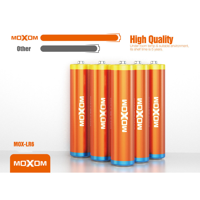 باتری قلمی موکسوم مدل آلکالاین POWERFUL MOX-LR6 AA 1.5V بسته 4 عددی