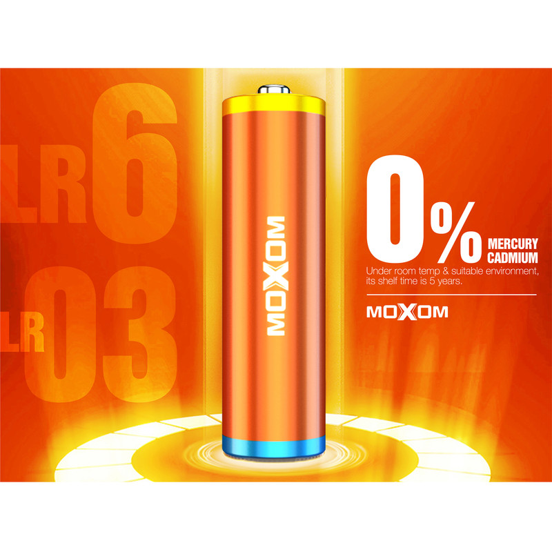 باتری قلمی موکسوم مدل آلکالاین POWERFUL MOX-LR6 AA 1.5V بسته 4 عددی