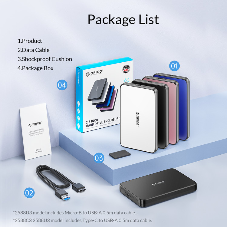 قاب هارددیسک اکسترنال 2.5 اینچی USB3.0 اوریکو مدل 2588U3-V1